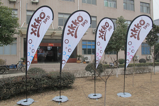 Fiberglass Poles Stainless Steel Base Flying Banner Teardrop / Feather / Square Beach Flag