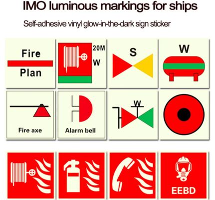 IMO Signs Photoluminescent Vinyl Sticker for Marine Glow in the dark sticker for Escape Indiction