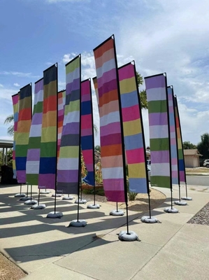 Fiberglass Poles Stainless Steel Base Flying Banner Teardrop / Feather / Square Beach Flag