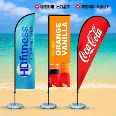 Advertising Custom Logo Printing Rectangle Teardrop Feather Aluminum and Fiberglass flag Pole Beach Flag Banner
