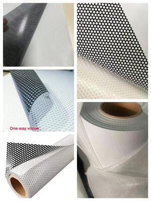 40% transmittance Self adhesive perforated vinyl (one way vision) 140mic/140gsm for window application